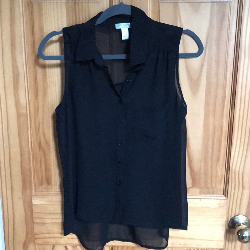 Sheer Black Tank w/ adorable pocket